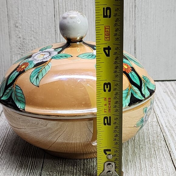 Vtg Noritake Porcelain Trinket Jewelry Dish Lidded Pottery Floral Design Japan - Picture 7 of 8